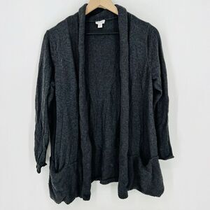 J Jill Pure Black Cotton Cashmere Open Cardigan Size Medium
